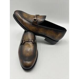 Alton Lane Shoes Men's Size 9.5 Almond Toe Slip On Loafers Smoke Brown Leather